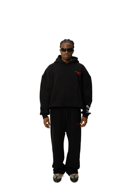 off-duty crop hoodie — blackout