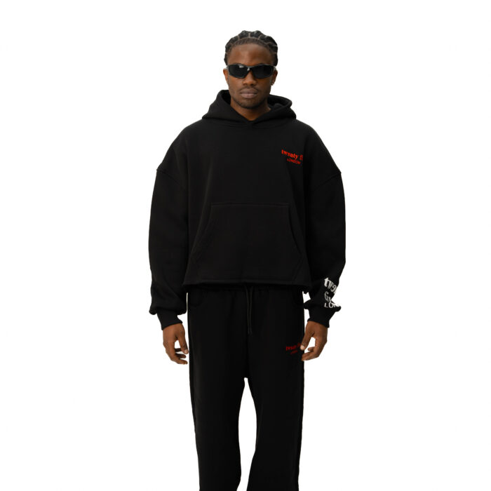 OFF-DUTY LOUNGE CROP HOODIE - BLACKOUT